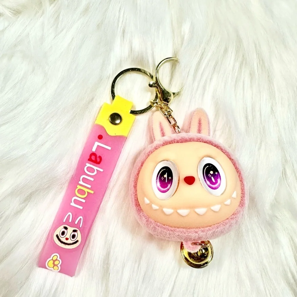 Adorable Labubu Monster Keychain Set of 6 - Pink, Yellow, Gray, red, green, purp